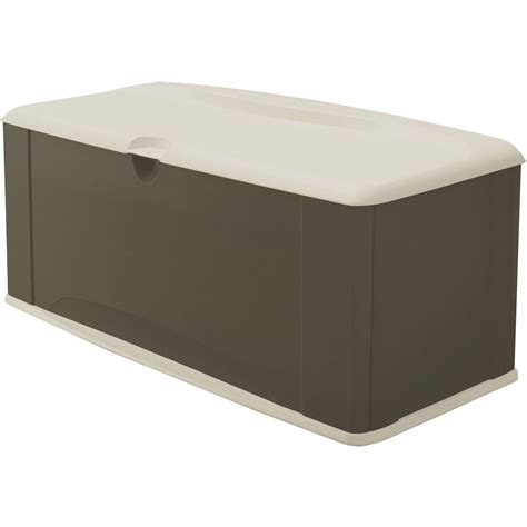 Rubbermaid Outdoor Extra-Large Deck Box with Seat, Gray & Brown, 121 ...