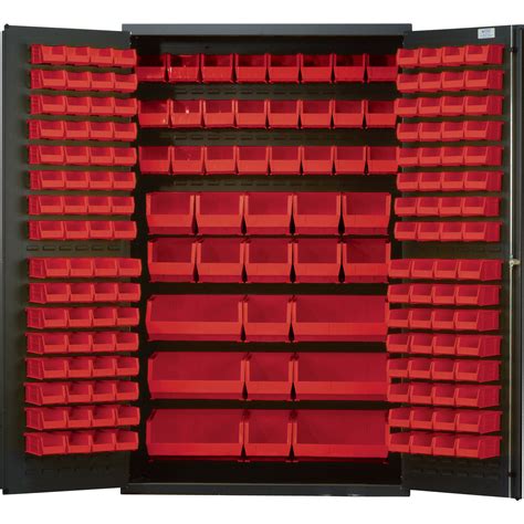 Quantum Storage Cabinet With 171 Bins — 48in. x 24in. x 78in. Size, Red | Northern Tool