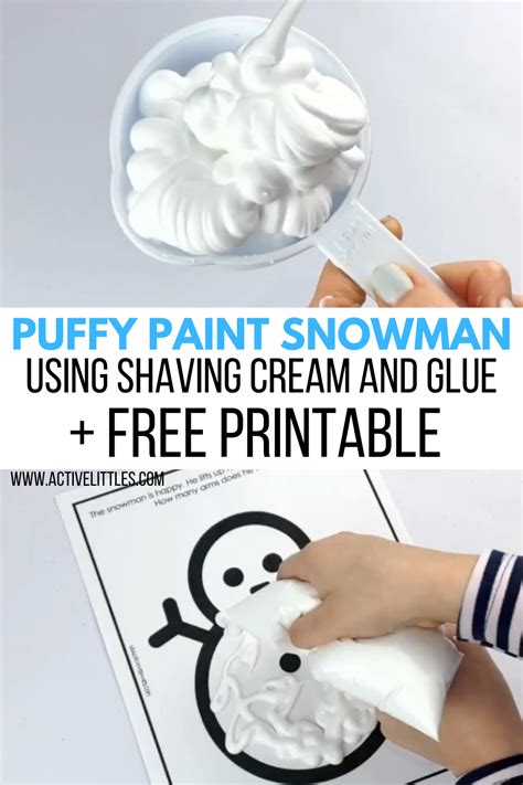 Puffy Paint Snowman using Shaving Cream and Glue - Active Littles