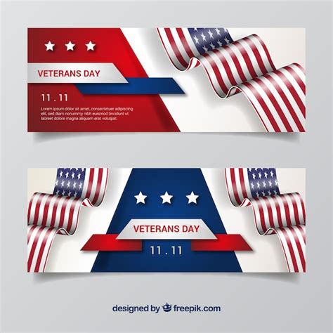 Free Vector | Veterans day celebration banners