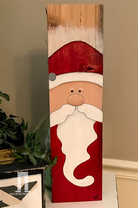 Santa Hand Painted on Reclaimed Wood for Christmas | Wood christmas decorations, Christmas wood ...