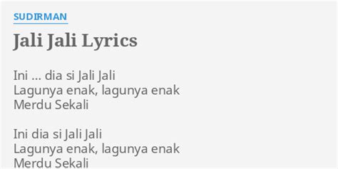 Lagu Si Jali Jali Lirik - Melissa-well-Hebert