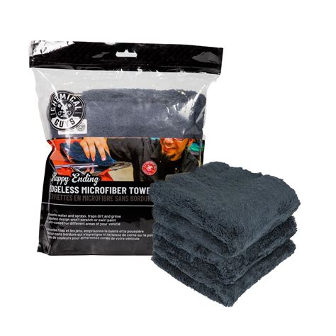 Chemical Guys Happy Ending Edgeless Black Microfiber Towels 3 Piece