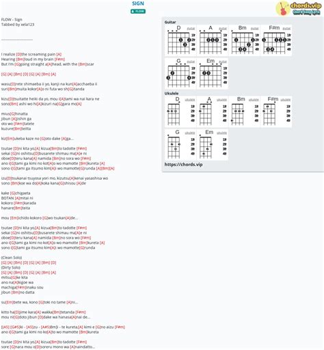 Hợp âm: SIGN - cảm âm, tab guitar, ukulele - lời bài hát | chords.vip