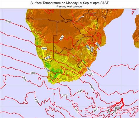 Lesotho Surface Temperature on Tuesday 24 Aug at 8pm SAST