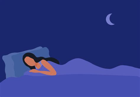 Sleep well concept, healthy woman sleep on bed vector illustration ...