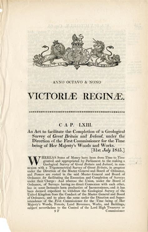 BGS Geoheritage – images from the collections: Act of Parliament, 1845