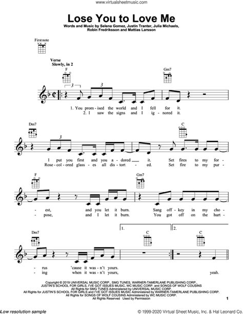 Lose You To Love Me sheet music for ukulele (PDF-interactive)