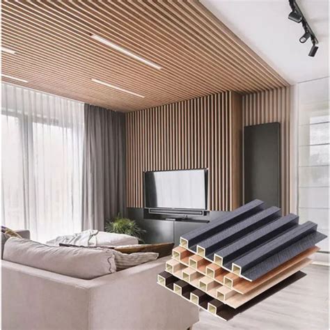 【High Quality】 【COD】 WPC Fluted Wall Panel Wood Grill Panels TV Background Living Room Eco Wall ...