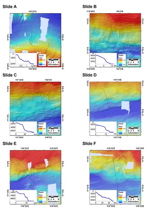 Bathymetry maps, interpretations of the escarpments (solid lines) and... | Download Scientific ...