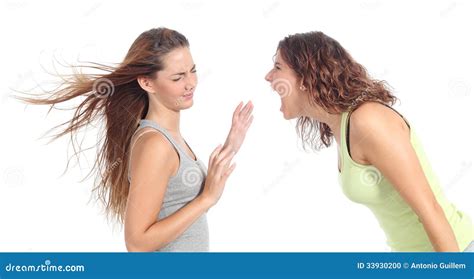 Woman Shouting Angry To Another One Stock Photo - Image of crying, attacking: 33930200