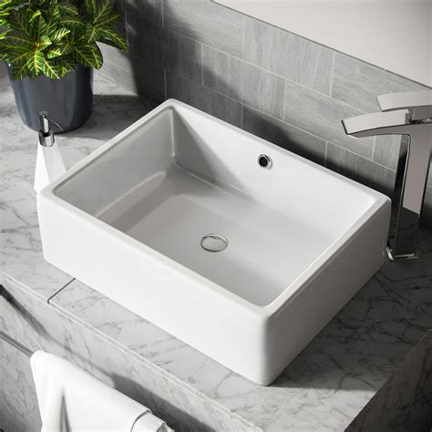 510 mm Counter Top Basin Rectangle Cloakroom Bathroom Wash Sink | Leven ...