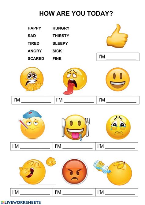 How are you today? - Interactive worksheet | Feelings and emotions, How ...