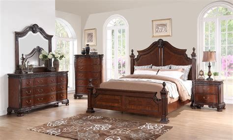 Elsa Mahogany Poster Bedroom Set from New Classics (B1404-310-320-330) | Coleman Furniture