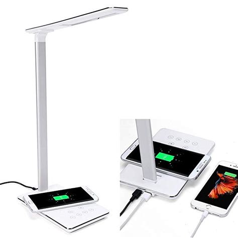 LED Desk Lamp Qi Wireless Charger with USB Charging Port, 5W Table ...