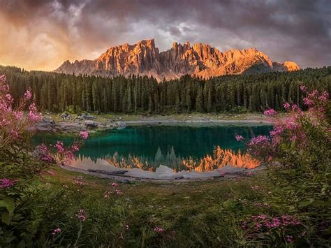 Sunset - Catinaccio mountains in South Tyrol, tavak, del Tirol ...