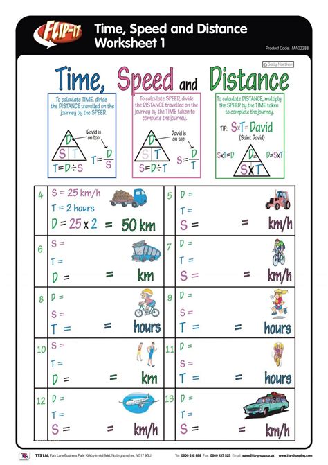 Time, Speed and Distance Worksheet 1 - TTS