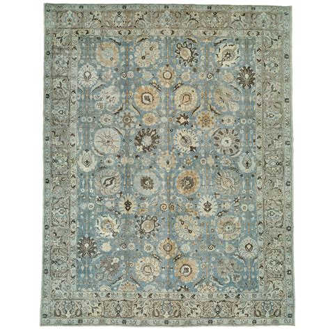 Blue Persian Tabriz Rug For Sale at 1stdibs