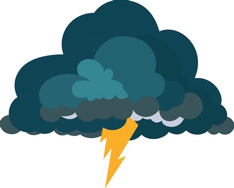 Cloud and thunder erupting from the cloud, flat style vector illustration, Thunderbolt in dark ...