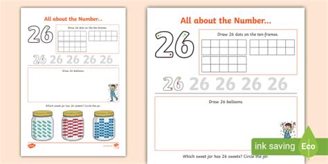 All About the Number 26 Worksheet - (l'enseignant a fait)