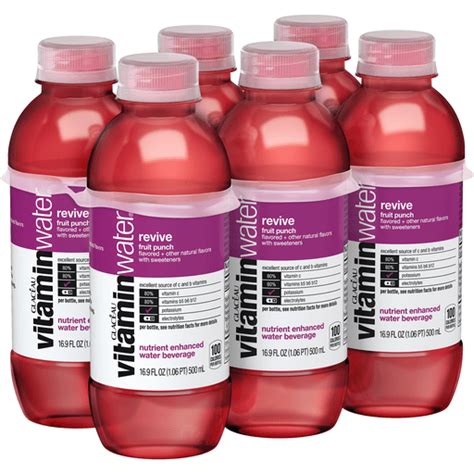 vitaminwater revive, fruit punch Bottles, 16.9 fl oz, 6 Pack | Flavored ...