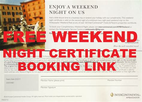 Booking Using InterContinental Ambassador Free Weekend Night ...