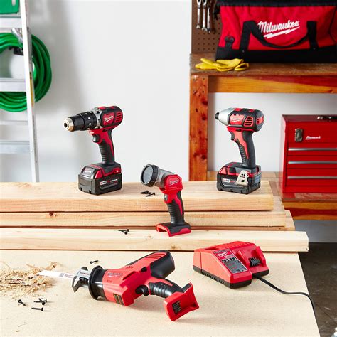 Milwaukee 2695-24 M18 18V Cordless Power Tool Combo Kit with Hammer Drill, Impact Driver ...