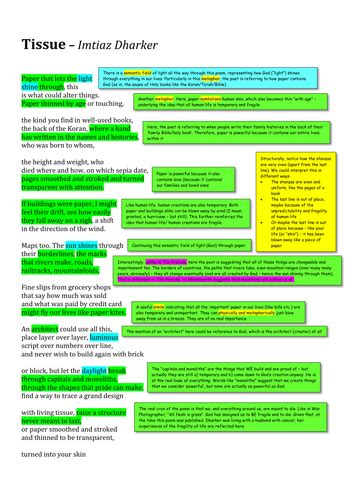 Tissue - Imtiaz Dharker - AQA Power and Conflict - Poem analysis ...