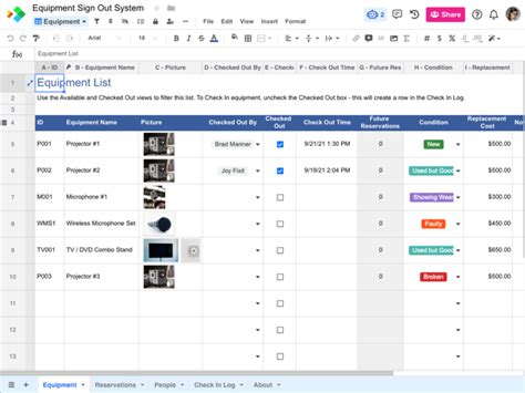 Equipment Sign Out Sheet Template | Spreadsheet.com Template