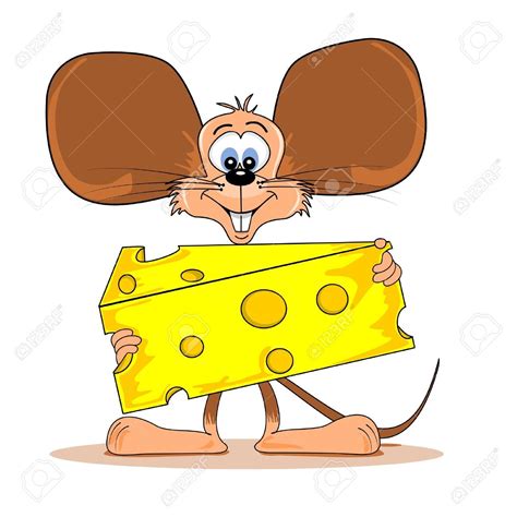 Cartoon mouse holding a wedge of cheese Фото со стока - 11744769 ...