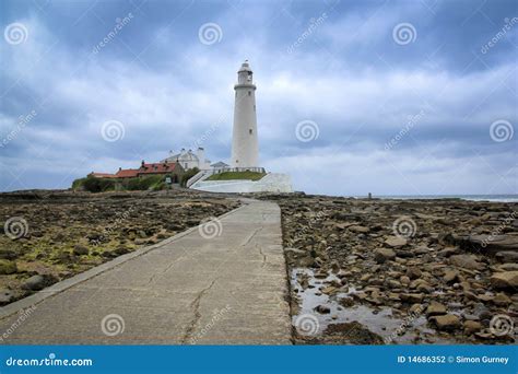 St Marys Lighthouse Whitley Bay England Stock Photo - Image of island, cloudy: 14686352