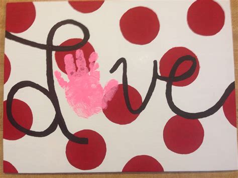 Love handprint | Handprint art, Diy canvas art, Valentine day crafts