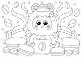 Funny coloring Page With Cute Yeti Character In Cup Of Coffee  sketch template