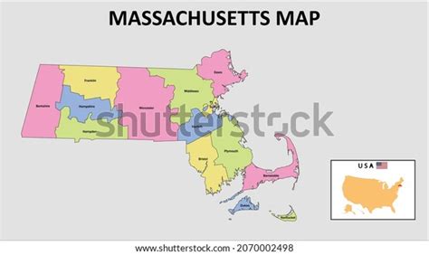 Massachusetts Map District Map Massachusetts 2020 Stock Vector (Royalty ...