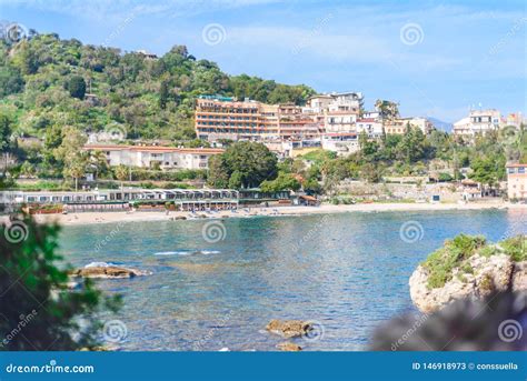 View of Isola Bella Beach in Taormina, Sicily, Italy Stock Image - Image of panorama, bella ...