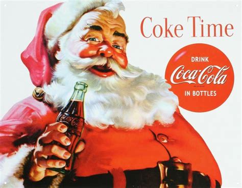 Coca Cola Coke Santa Claus Christmas Tin Sign 13 x 16in, High quality Coca-Cola advertising tin ...