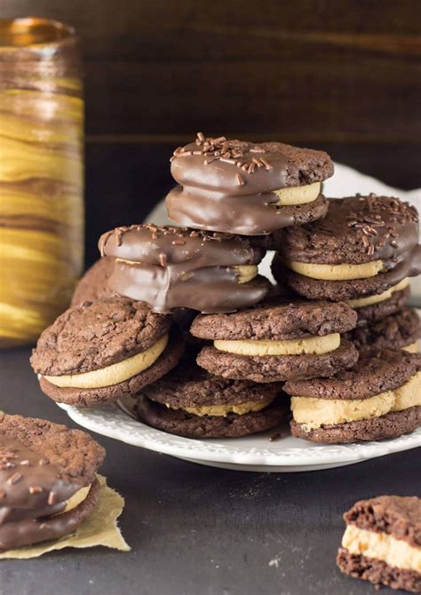 Chocolate Peanut Butter Sandwich Cookies - Sugar Spun Run