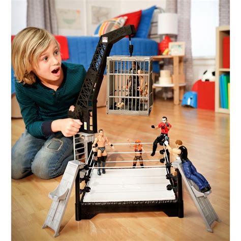 Kids WWE Wrestling Ring Play Set Building Superstar Brawl Stage Royal Crash Cage | Toys ...