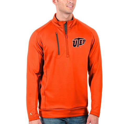 Men's Antigua Orange/Charcoal UTEP Miners Generation Half-Zip Pullover Jacket - Walmart.com