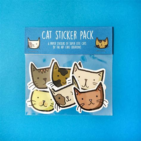 Cat Laptop Stickers Cat Sticker Pack Paper Stickers Fun Cat | Etsy