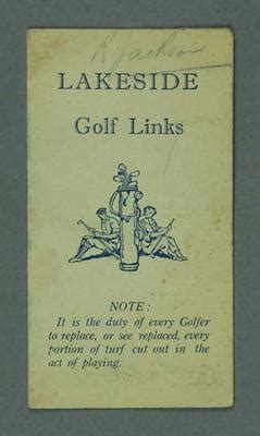 Lakeside Golf Club scorecard - Australian Sports Museum