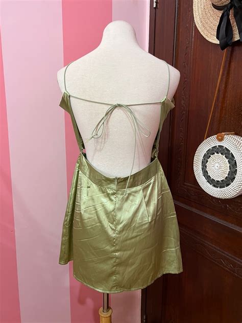 Apple Green Satin Dress, Women's Fashion, Dresses & Sets, Dresses on ...