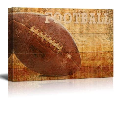 Wall26 Rustic Football - Football Vintage Wood Grain - Canvas Art Home Decor - 16x24 inches ...