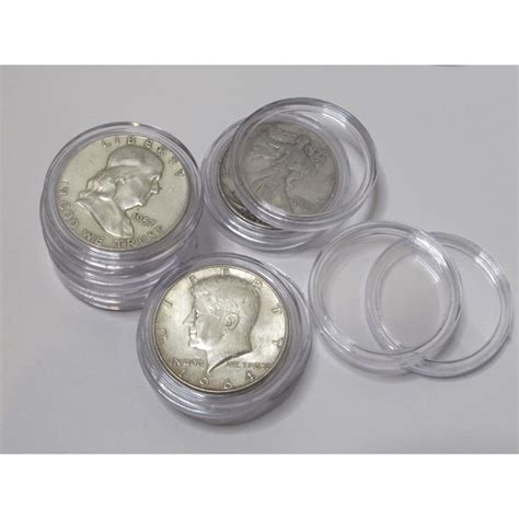 Half dollar sized Plastic Coin Capsules - 30.6 mm holders for coins - pack of 10 / 25 / 50