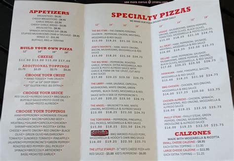 Menu at Stan's Late Night Pizza pizzeria, Kingman