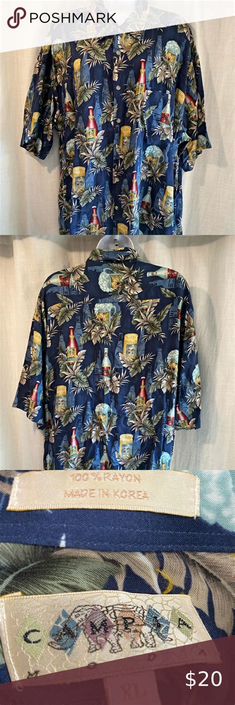 Campia Moda Hawaiian/Beer Shirt 100% Rayon Men’s Size XL