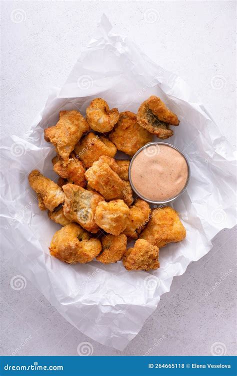 Fried Catfish Nuggets Served with Remoulade Sauce Stock Photo - Image ...