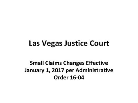 Las Vegas Justice Court Small Claims Changes Effective