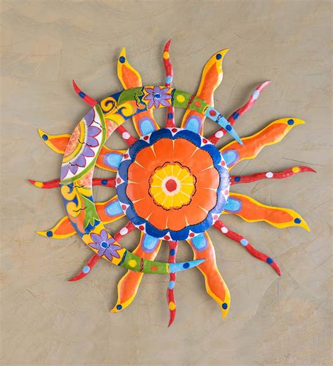 Talavera Sun and Moon Painted Metal Wall Art | Wall Art | Home Accents | Indoor Living | PlowHearth