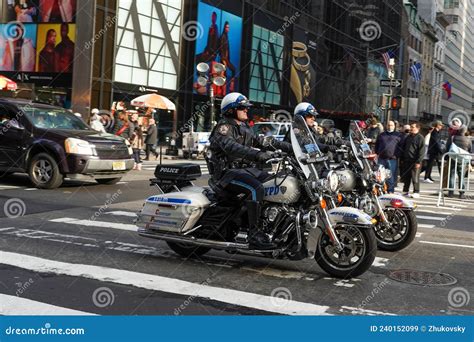 NYPD Highway Patrol Officers on Motorcycles Providing Security in ...